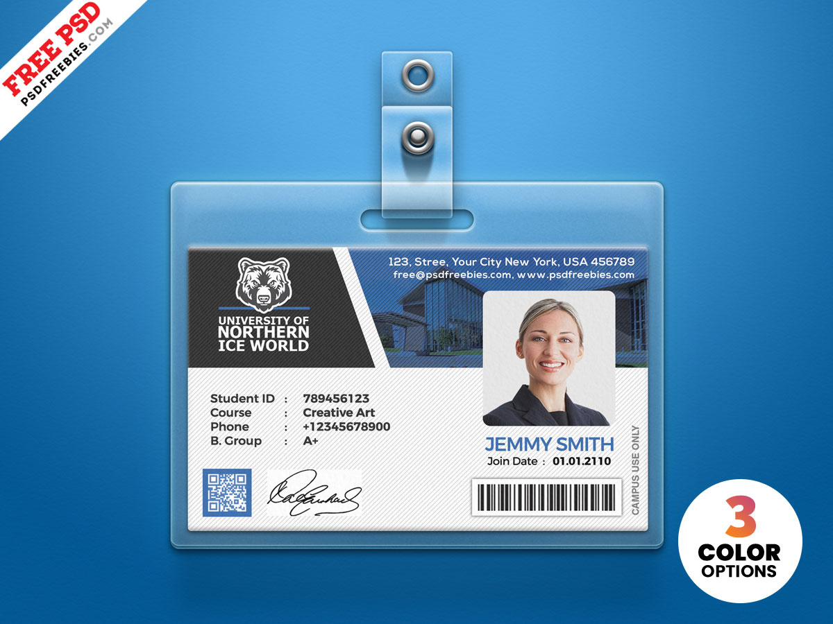 id card design psd template free download