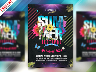 Summer Party Flyer Design PSD design download flyer free psd free template freebie music party photoshop print psd psd flyer psd template summer summer festival summer party summer party flyer template