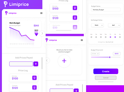 Purple Mobile app / Limiprice UI Test branding modern ui