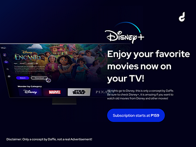 Disney+ UI Concept but an Advertisement advertisement advertisement concept branding design disney modern tv ui