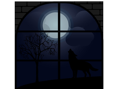 Wolf design graphic design illustration moon night vector wolf