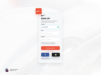 #DailyUI - 001 app branding dailyui design form minimal nike signup ui userinterface ux web web design