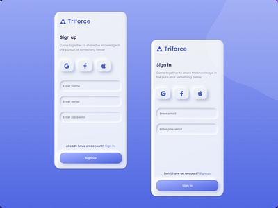 Triforce - Mobile App | Daily UI Challenge 001 (Sign up)