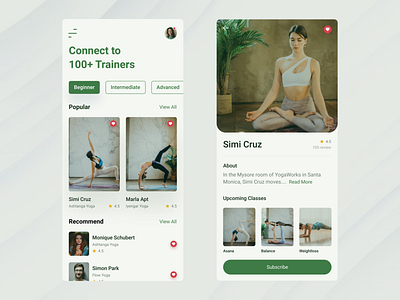 Daily UI #006/User profile app dailyui design design challenge design inspiration dribbblers newbie yoga yoga trainer