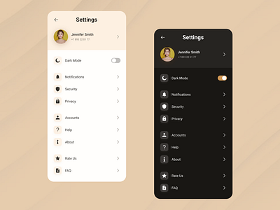 Daily UI #007 | Setting app dailyui dark mode design design challenge design inspiration light mode setting page ui design