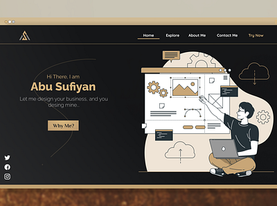 Golden Portfolio dashboard design designer gold golden illustration portfolio ui web web ui