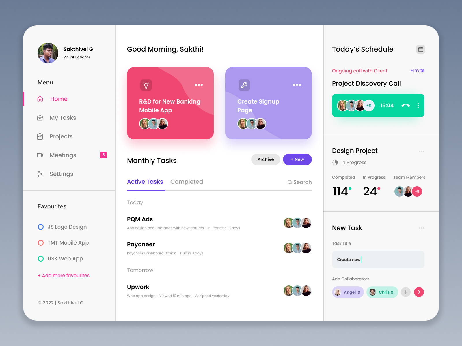 Project Dashboard - UI by Sakthivel G on Dribbble
