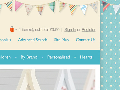 Online shop - navigation design bunting client heart navigation online shop pastel