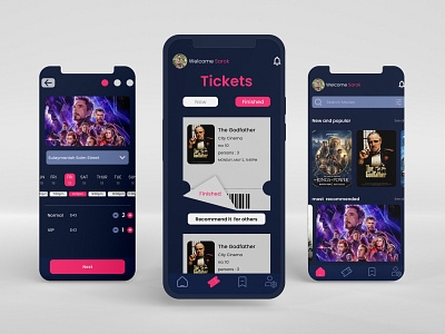 Movie ticket app app design cinema app movie ticket ui ui design ux ux design uxui