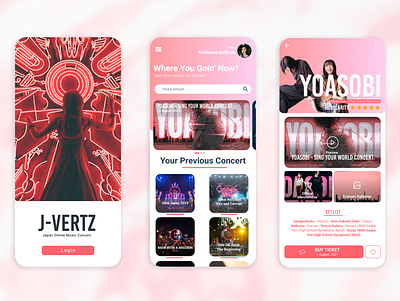 J-Vertz: Japan Online Music Concert app art branding concert design graphic design mobileapp online ticket ui uidesigner uiux ux