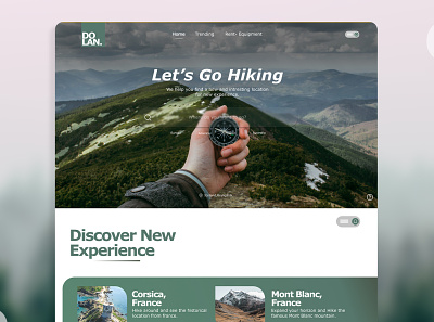 Dolan: Hiking Guide app branding clean design graphic design green hero page hiking illustration landing page logo mobileapp travel travel apps ui uiux user interface ux website