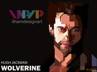 WPAP_Ilhamdesignart_Hugh Jackman_WOLVERINE advertising artis branding cartoon clothing creator digital painting fiverr freelancer graphic design huch jackman illustration logo logomaker logos portrait ui vektor vektor art wpap