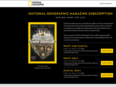 NatGeo Subscription Page Redesign agency branding design development front end marketing ui ux