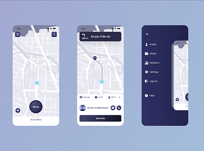 Driver/Rider Application app branding design i ui ux