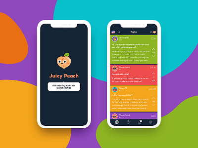 Juicy Peach Title & Dashboard app color colorful cute design fun ios mobile mockup social ui ux