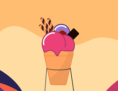 Flat Ice Cream Vector Illustration design illustration illustrator minimalist simple vector