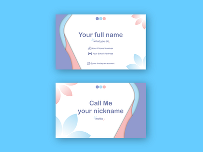 Purple, Blue, and Pink simple name card design