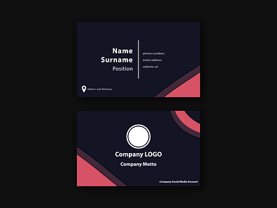 Minimalist dark blue and red namecard design