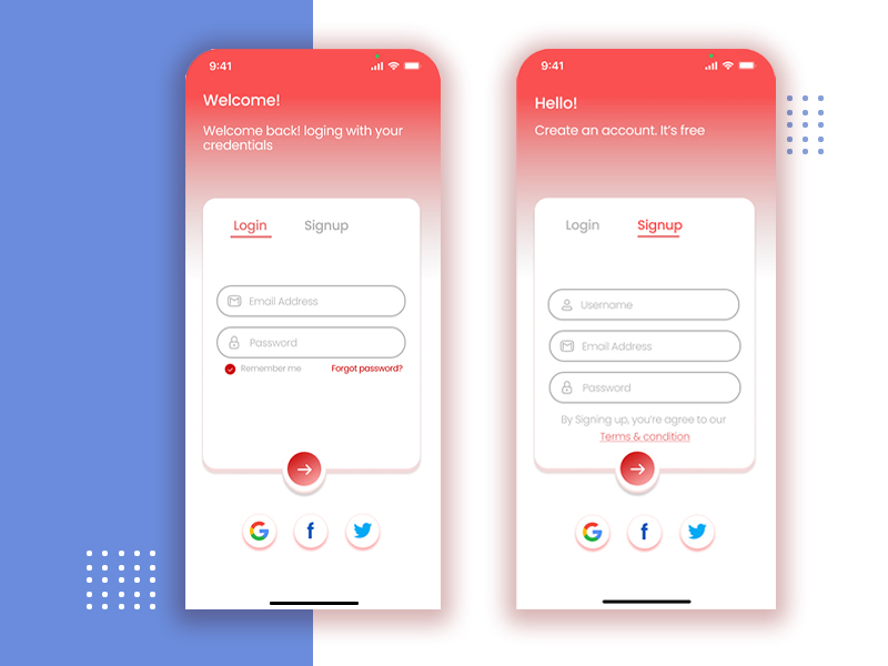 Login/ Signup - Mobile App by Abeetha jayaweera on Dribbble