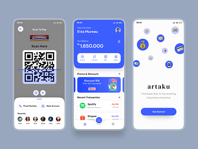 artaku • E-wallet App app branding design e wallet finance graphic design minimal money ui ux
