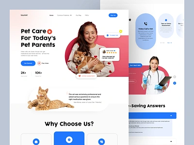 louVet🐾 • Pet Care (Vet) Landing Page animal branding cat design dog health landing page minimal pet pet care ui ux vet veterenarian web design webdesign website