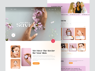 Savior🔮 • Skincare Shop Website beauty branding design girl beauty landing page landing page design minimal shop skin skin care skincare store ui ux web design website