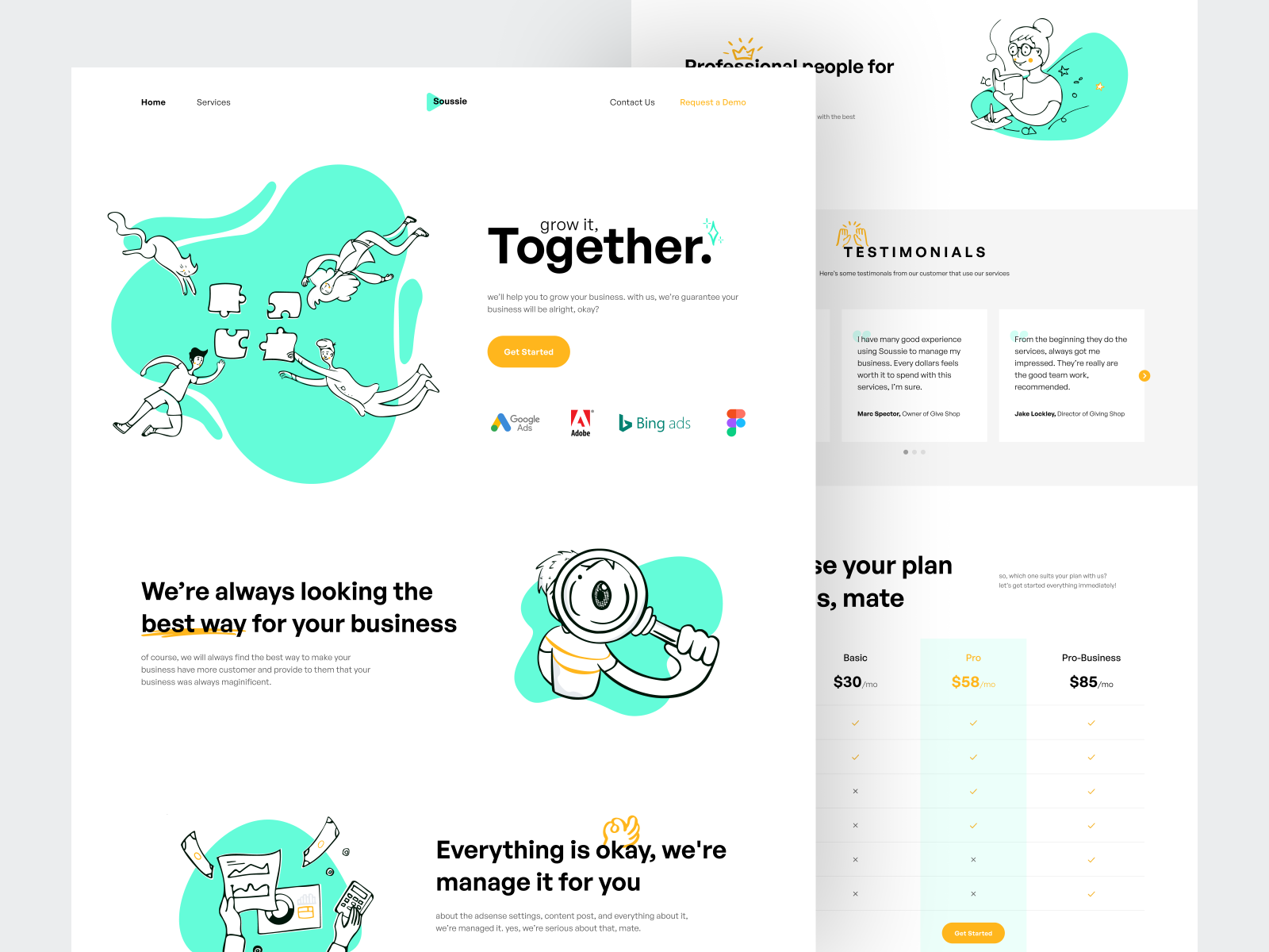 🔹Soussie • Management Business Landing Page by Viola Dwi 🖖 on Dribbble