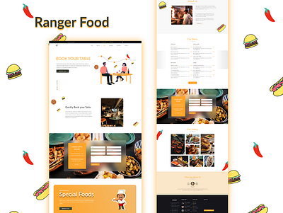 Ranger Food, A restaurant booking website. adobe xd booking website graphic design online booking restaurant website restaurants template ui uiux design web design