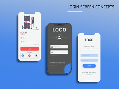 Login Screen Concepts adobe xd app screen app trends concept design design trends idea login concept mobile design mobile trends ui trends uiux