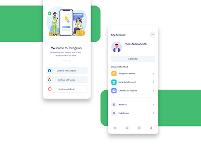 Profile screen concepts. app avatar app concepts design green guiding audience illustration minimal design minimal trends minimal ui mobile onbording profile screens red targeted users ui uiux ux welcome page welcome screens yellow