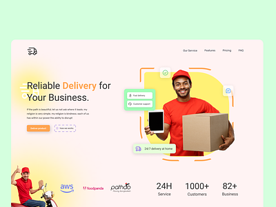 Package Delivery concept curior delivery design landing page minimal design package product ui ux web design