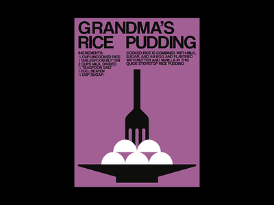Grandma's Rice Pudding poster food grandma graphic design illustration pink poster poster design pudding recipe