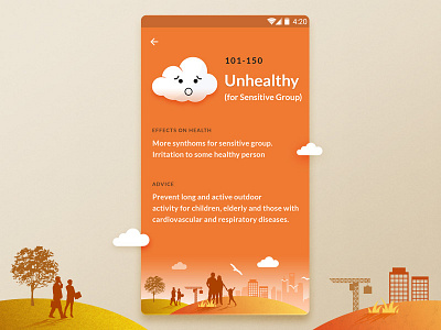 Air Level air character cloud colorful content illustration level mobile pollution ui ux