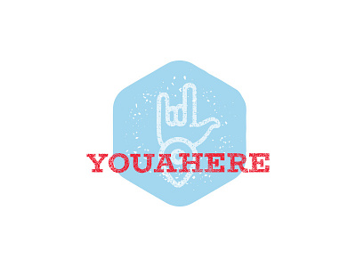 Youahere Logo blue icon location logo map metal pin red rock and roll rustic logo slab vintage logo
