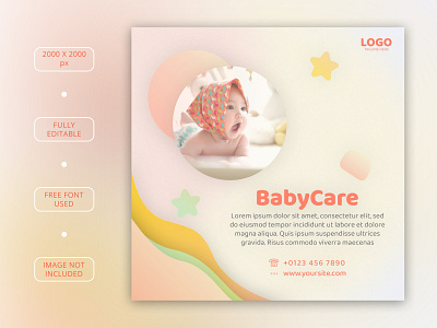 BabyCare social media post template baby branding care child design graphic design illustration instagram logo media photoshop social template templates vector