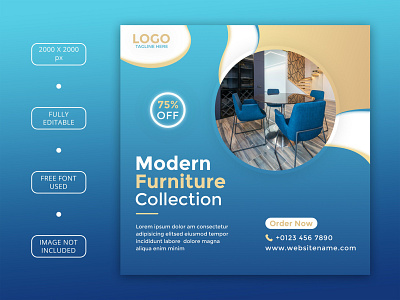 Modern Furniture Collection Social media post template branding design free furniture graphic design illustration instagram logo modern modren photoshop post socail vector