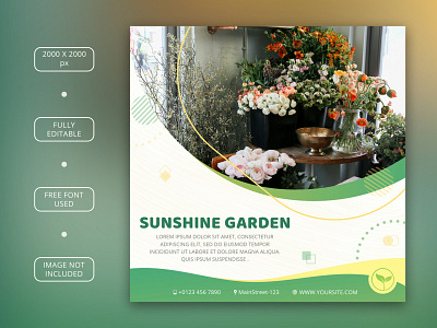 Sunshine Garden Shop Social media post template branding design flowers garden graphic design illustration instagram logo marketing medeia media photoshop plants post template templates vector