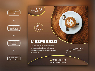 Coffee Social media post template apost branding coffee design graphic design illustration instagram logo photoshop post social socialmedia template vector