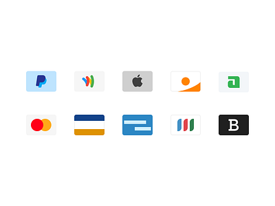 Credit Card and Payment Method Icons apple pay cards clean design glyphs google wallet icon mastercard payment method paypal visa