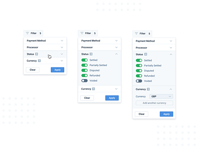 Filtering in a bottle accordion clean dashboard design dropdown filter filtering saas ui ux