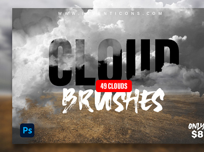 49 Cloud Brushes atn branding brushes design graphic design illustration latest motion graphics new pack photooftheday photoshop trendy