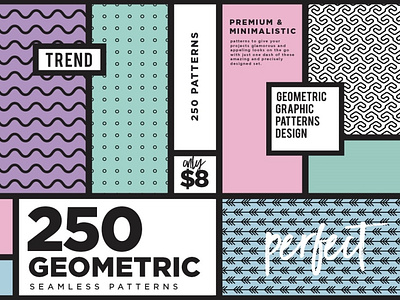 250 Geometric Seamless Patterns branding design graphic design illustration pattern patterns photoshop print ready seamless vector
