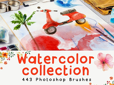 443 Watercolor Brushes for Photoshop