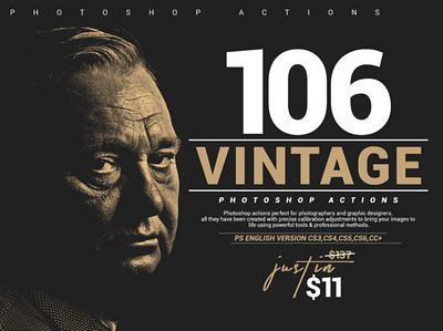 106 VINTAGE PHOTOSHOP ACTIONS design effect filter photo photography photoshop retro vintage