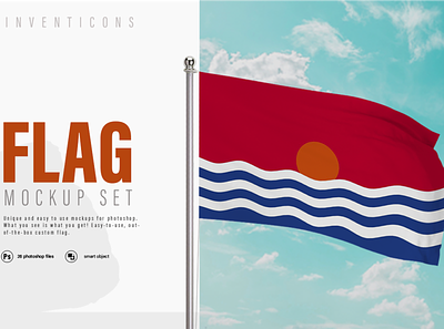 26 Realistic 3D Flag Mockups branding flag graphic design illustration mock up mockup photoshop realistic vector