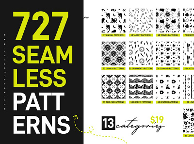 727 Diverse Seamless Patterns animal design fabric graphic design illustration patterns photoshop prints seamless vector