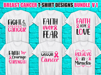 Breast Cancer SVG T-Shirt Design Bundle apparel art design svg svg bundle