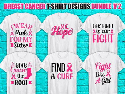 Breast Cancer SVG T-Shirt Design Bundle apparel badge clothing cutting files craft designs design svg svg bundle