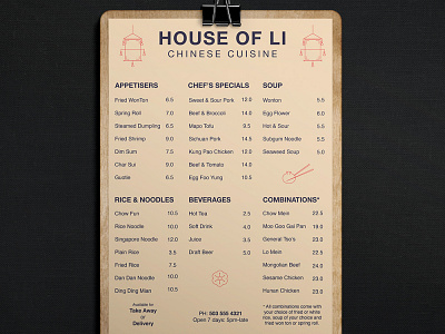 House of Li graphic design layout menu