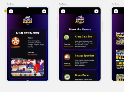 Marble Rally App contest ui ux weekly warmup